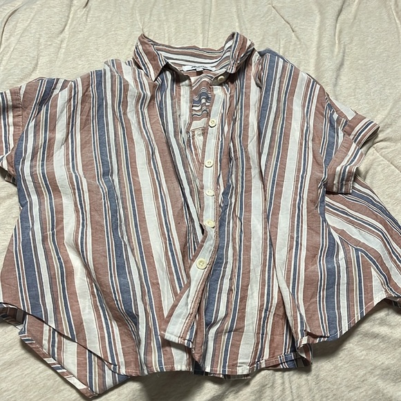 Madewell Linen-Blend Hilltop Shirt in Rainbow Stripe - Picture 6 of 6